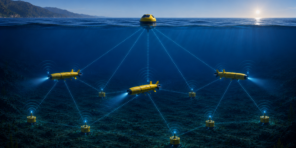 a graphic representation of an underwater acoustic network